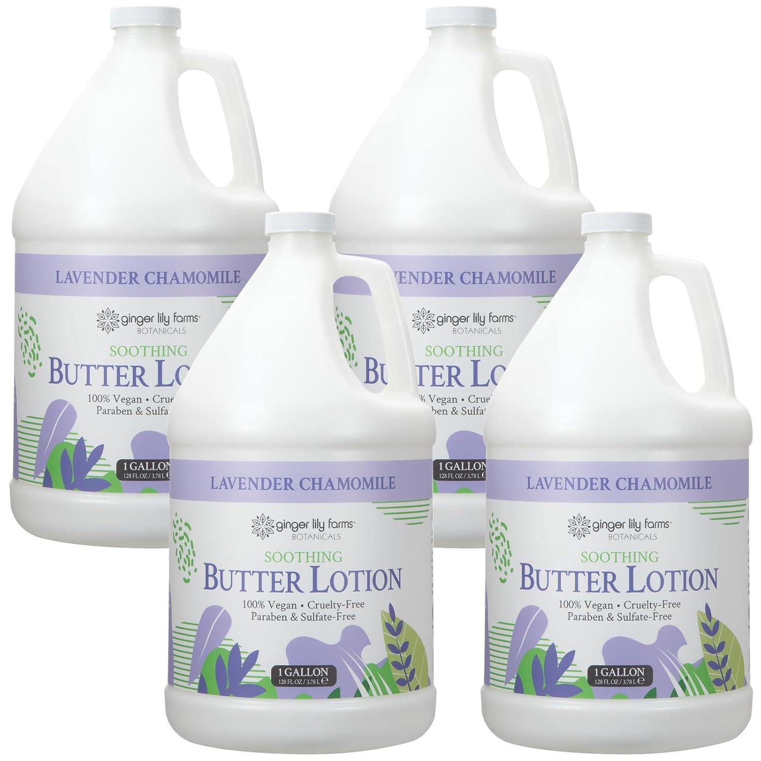 imageGinger Lily Farms Botanicals Soothing Butter Lotion for Dry Skin 100 Vegan amp CrueltyFree Vanilla Sugar Bliss Scent 1 Gallon 128 fl oz RefillLavender Chamomile