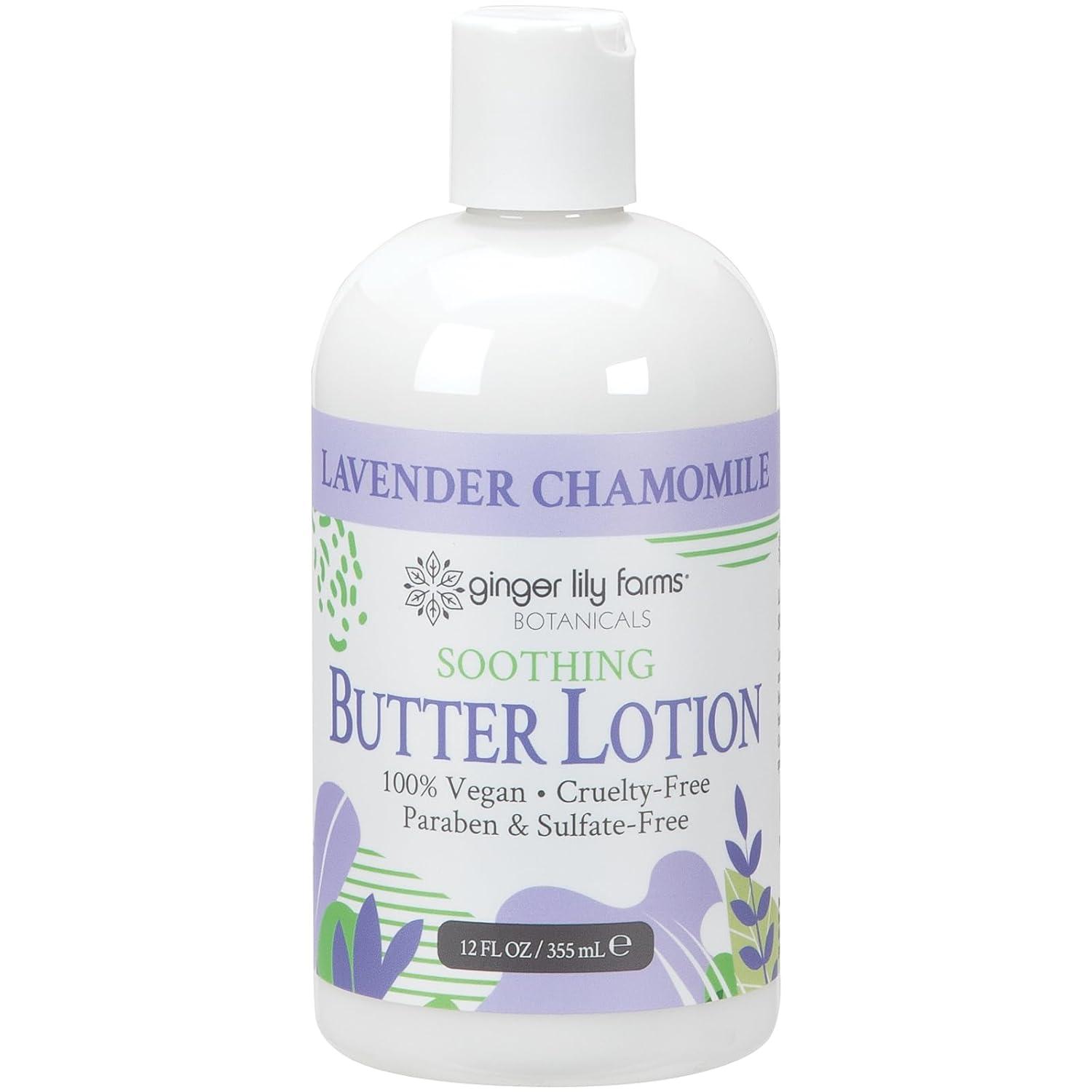 imageGinger Lily Farms Botanicals Soothing Butter Lotion for Dry Skin 100 Vegan amp CrueltyFree Vanilla Sugar Bliss Scent 1 Gallon 128 fl oz RefillLavender Chamomile