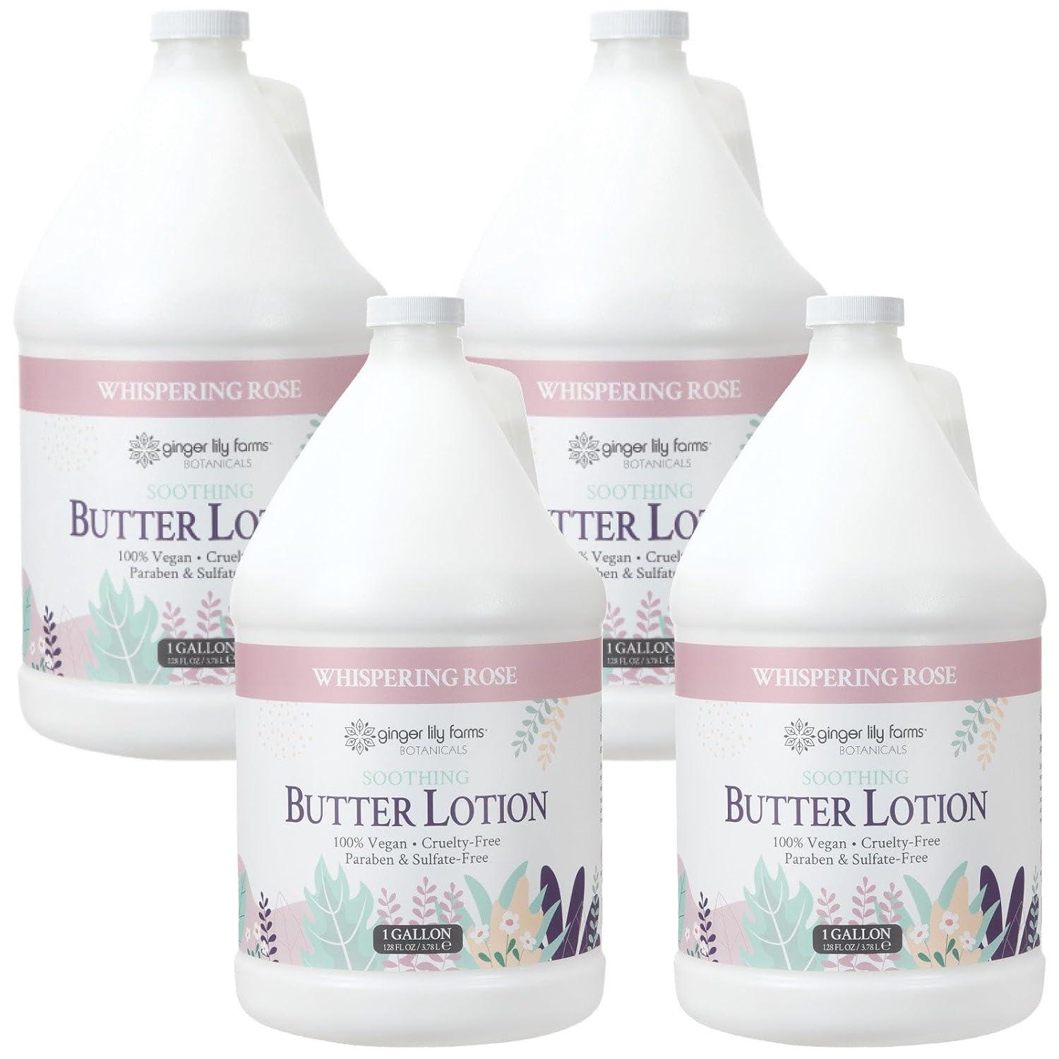 imageGinger Lily Farms Botanicals Soothing Butter Lotion for Dry Skin 100 Vegan amp CrueltyFree Vanilla Sugar Bliss Scent 1 Gallon 128 fl oz RefillWhispering Rose