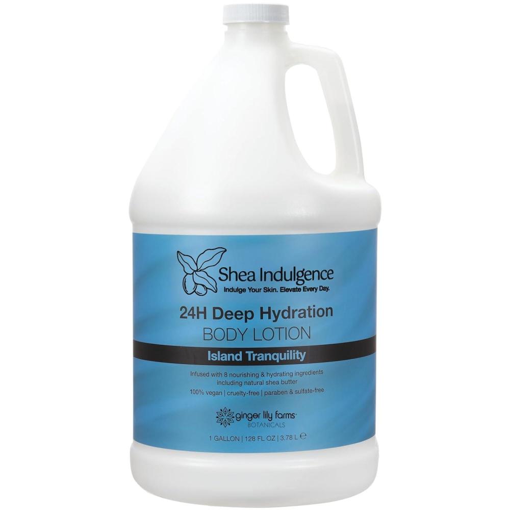 imageGinger Lily Farms Botanicals Shea Indulgence 24H Deep Hydration Body Lotion 100 Vegan amp CrueltyFree Vanilla Sugar Bliss Scent 1 Gallon 128 fl oz RefillIsland Tranquility