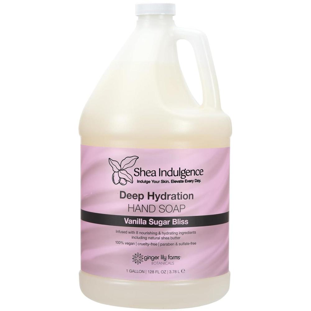 imageGinger Lily Farms Botanicals Shea Indulgence Deep Hydration Liquid Hand Soap Refill 100 Vegan amp CrueltyFree Vanilla Sugar Bliss Scent 1 Gallon 128 fl ozVanilla Sugar Bliss