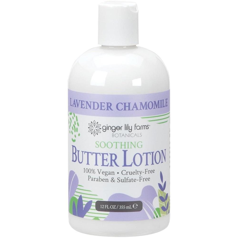 imageGinger Lily Farms Botanicals Soothing Butter Lotion for Dry Skin 100 Vegan amp CrueltyFree Vanilla Sugar Bliss Scent 1 Gallon 128 fl oz RefillLavender Chamomile