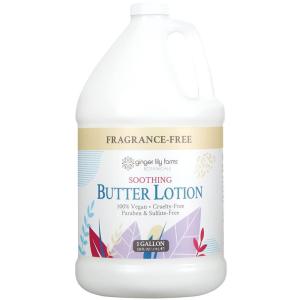 Ginger Lily Farms Botanicals Soothing Butter Lotion for Dry Skin, 100% Vegan & Cruelty-Free, Vanilla Sugar Bliss Scent, 1 Gallon (128 fl oz) Refill(Fragrance Free)