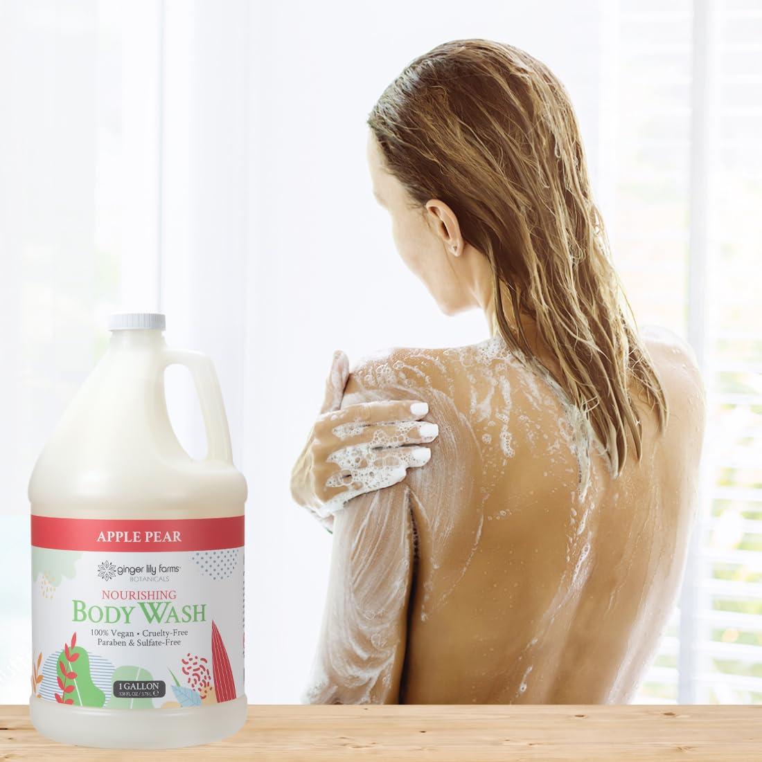 imageGinger Lily Farms Botanicals Nourishing Body Wash Eucalyptus Tranquility 100 Vegan amp CrueltyFree 1 Gallon Pack of 4Apple Pear