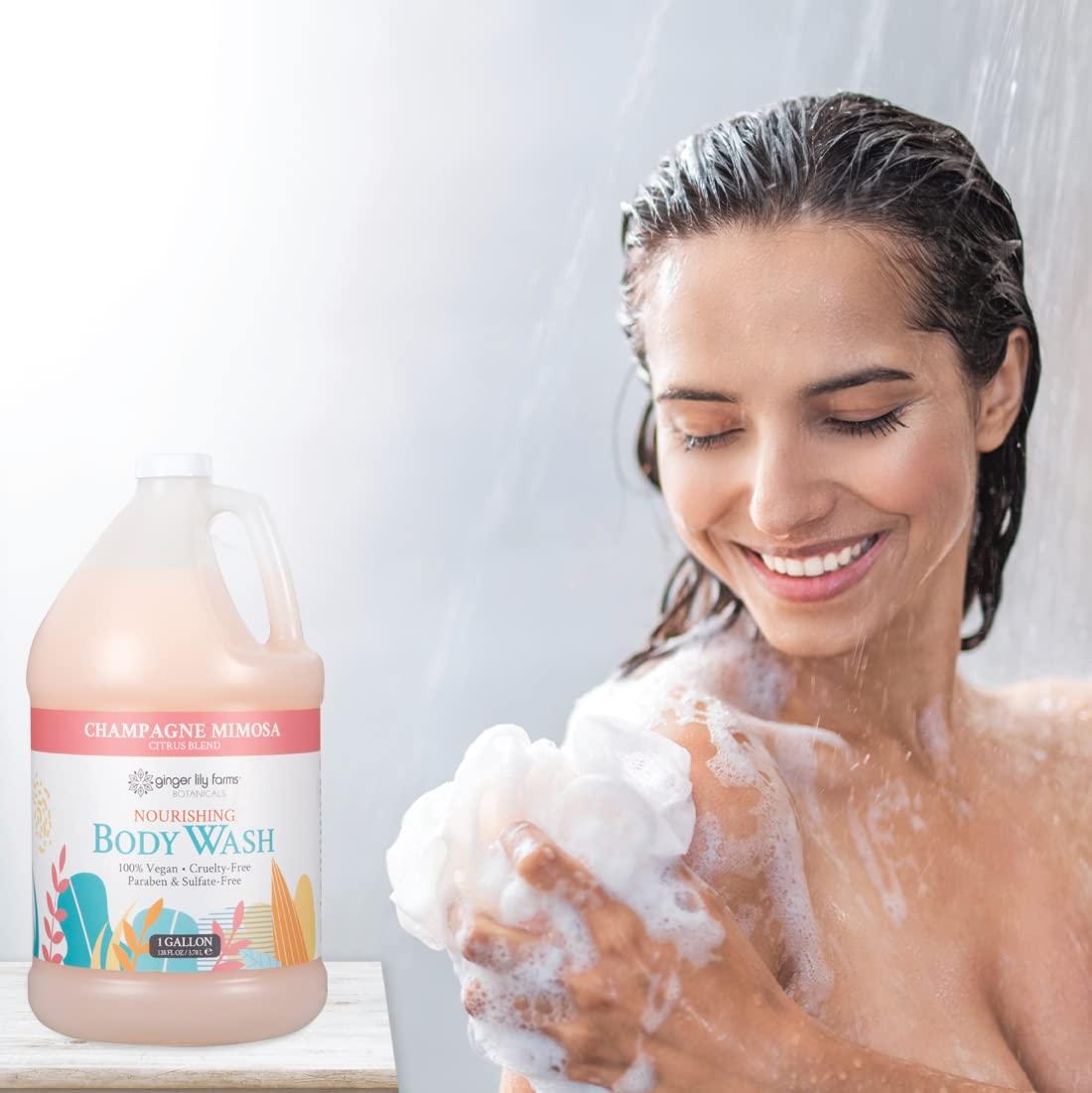 imageGinger Lily Farms Botanicals Nourishing Body Wash Eucalyptus Tranquility 100 Vegan amp CrueltyFree 1 Gallon Pack of 4Champagne Mimosa