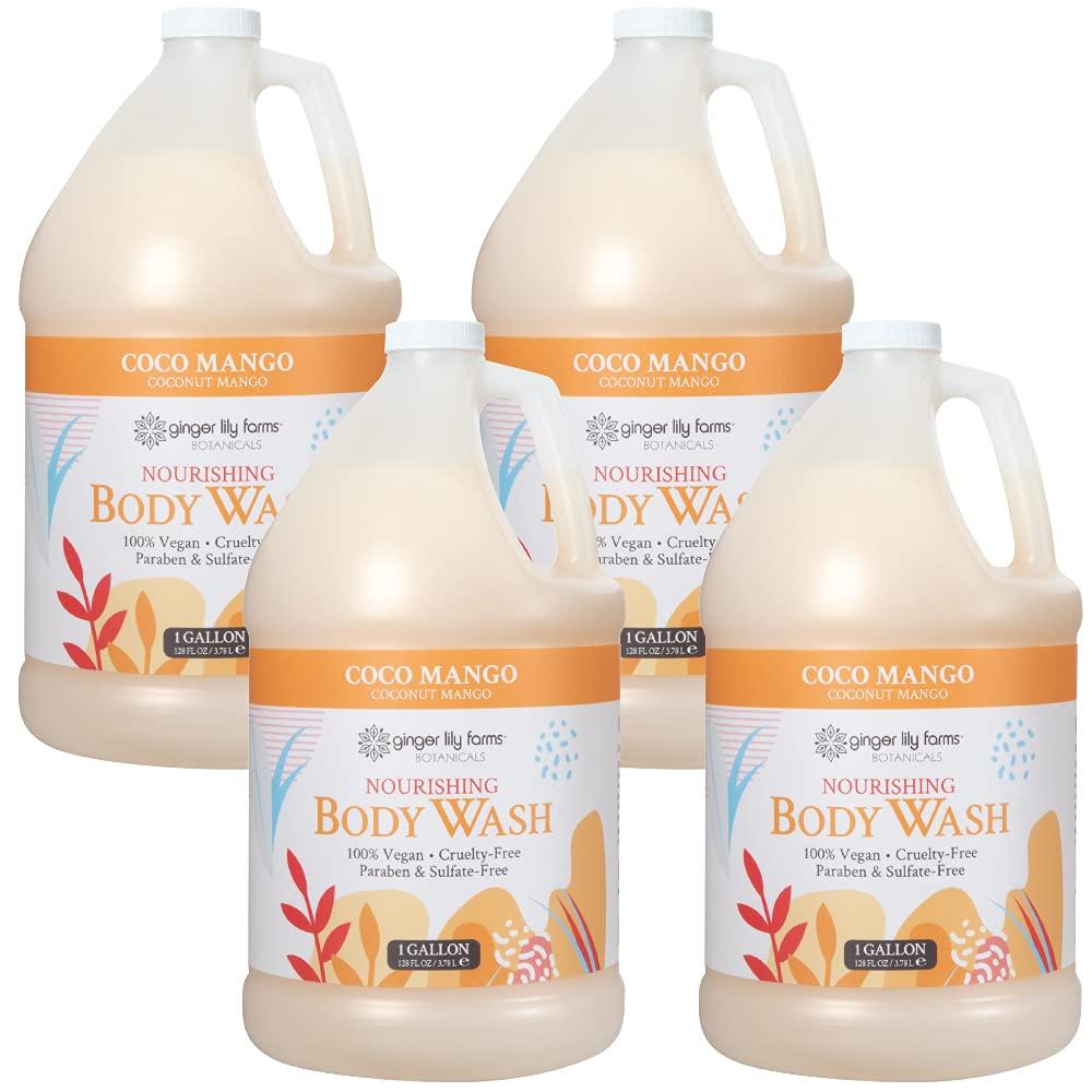 imageGinger Lily Farms Botanicals Nourishing Body Wash Eucalyptus Tranquility 100 Vegan amp CrueltyFree 1 Gallon Pack of 4Coco Mango