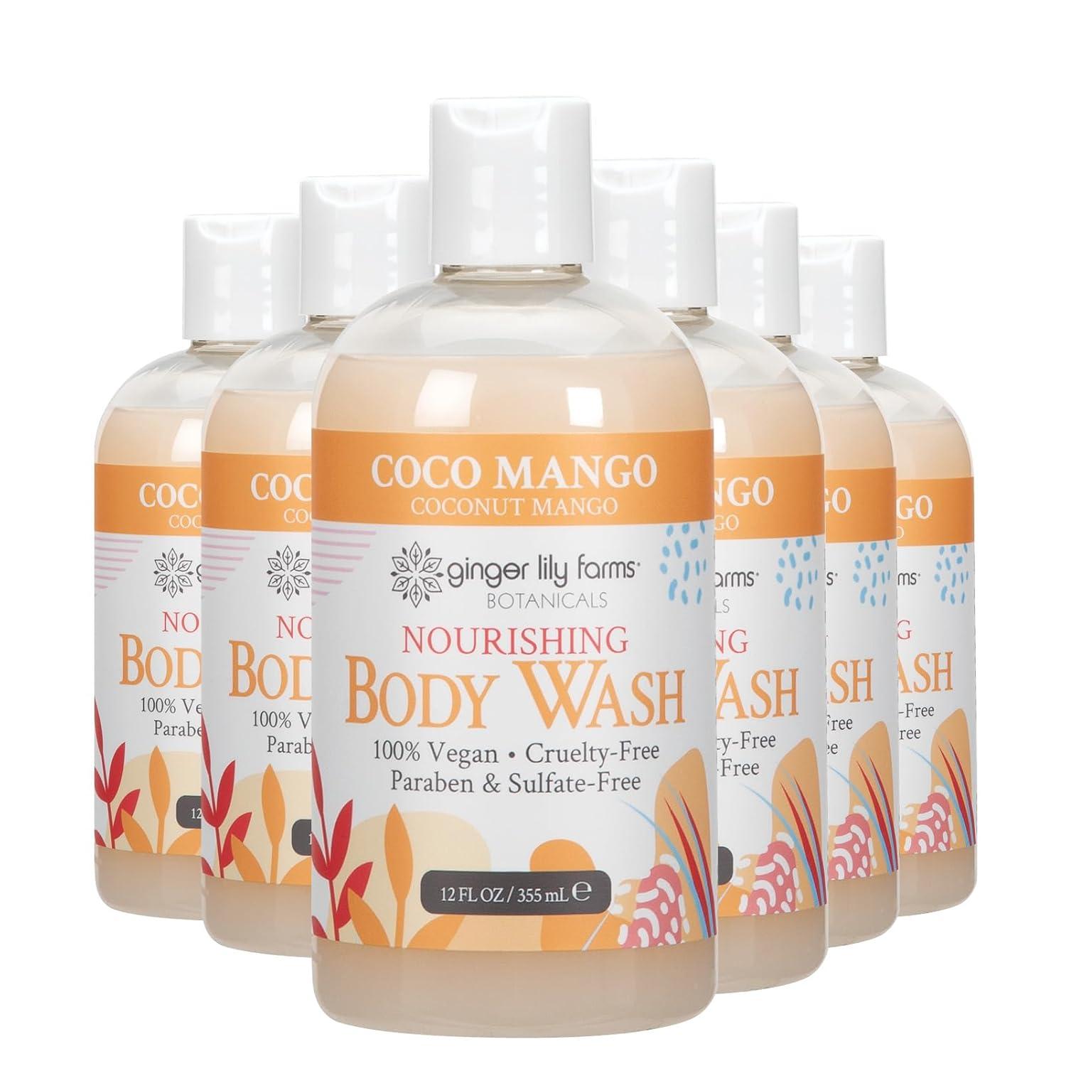 imageGinger Lily Farms Botanicals Nourishing Body Wash Eucalyptus Tranquility 100 Vegan amp CrueltyFree 1 Gallon Pack of 4Coco Mango