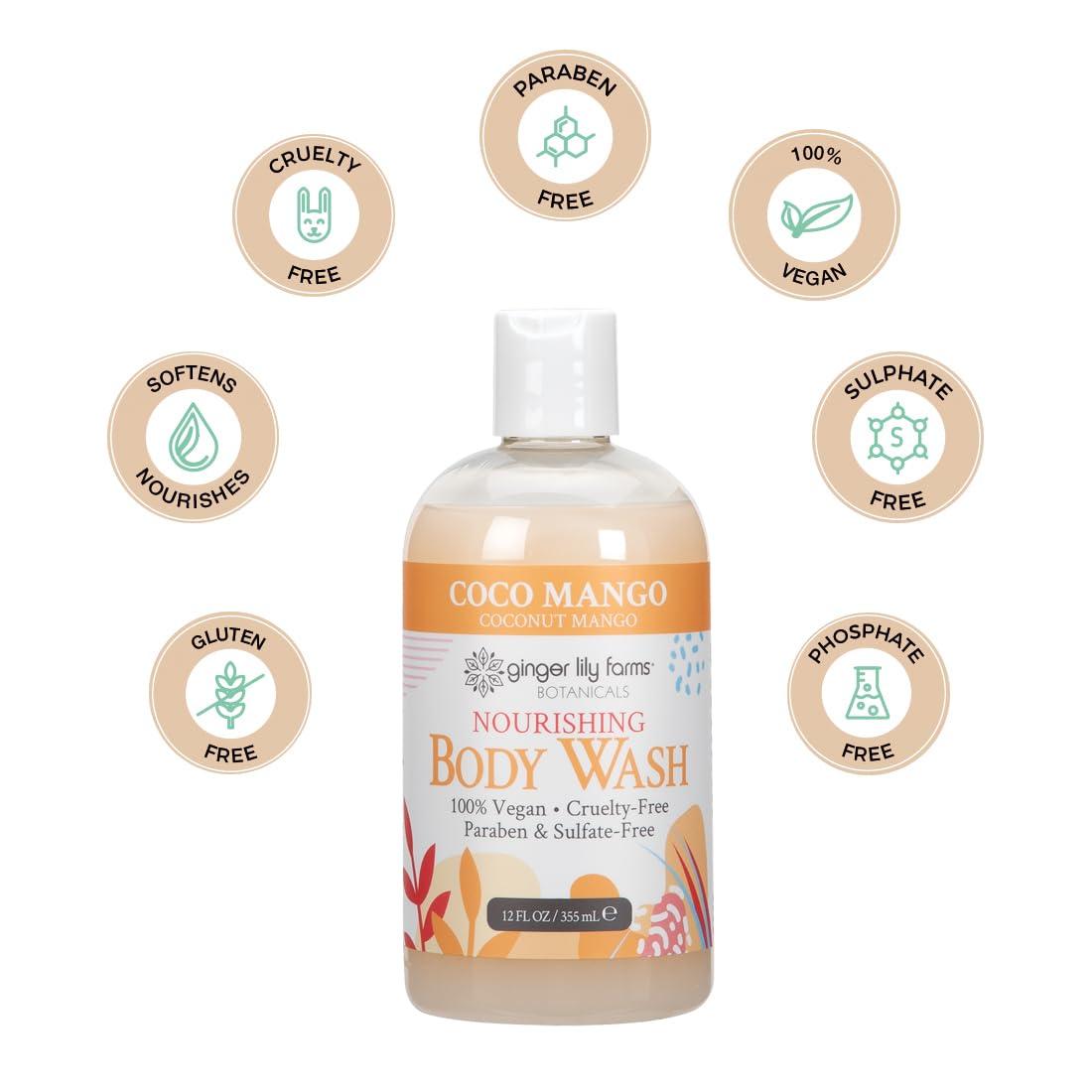 imageGinger Lily Farms Botanicals Nourishing Body Wash Eucalyptus Tranquility 100 Vegan amp CrueltyFree 1 Gallon Pack of 4Coco Mango