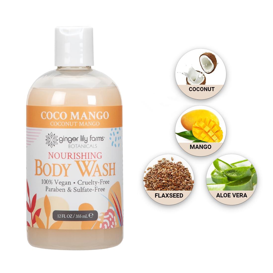 imageGinger Lily Farms Botanicals Nourishing Body Wash Eucalyptus Tranquility 100 Vegan amp CrueltyFree 1 Gallon Pack of 4Coco Mango