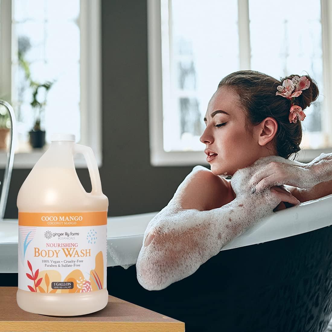 imageGinger Lily Farms Botanicals Nourishing Body Wash Eucalyptus Tranquility 100 Vegan amp CrueltyFree 1 Gallon Pack of 4Coco Mango