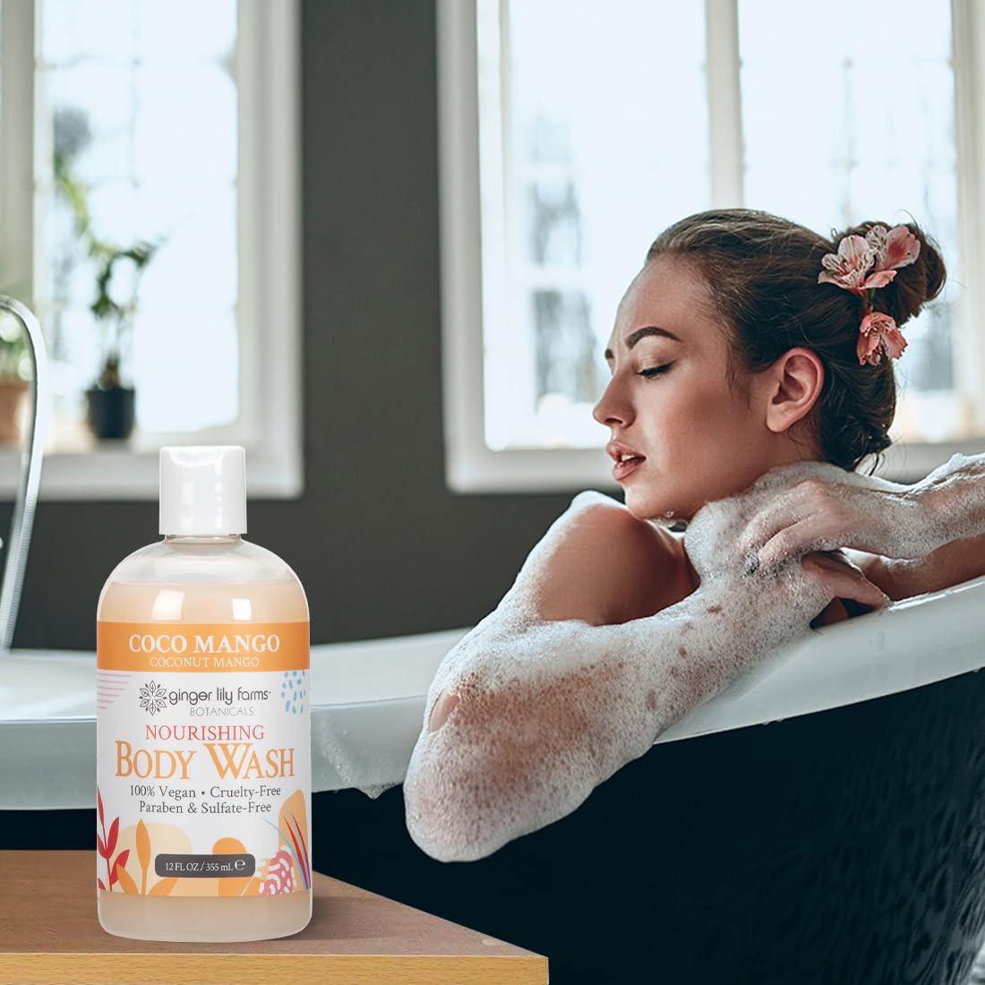imageGinger Lily Farms Botanicals Nourishing Body Wash Eucalyptus Tranquility 100 Vegan amp CrueltyFree 1 Gallon Pack of 4Coco Mango