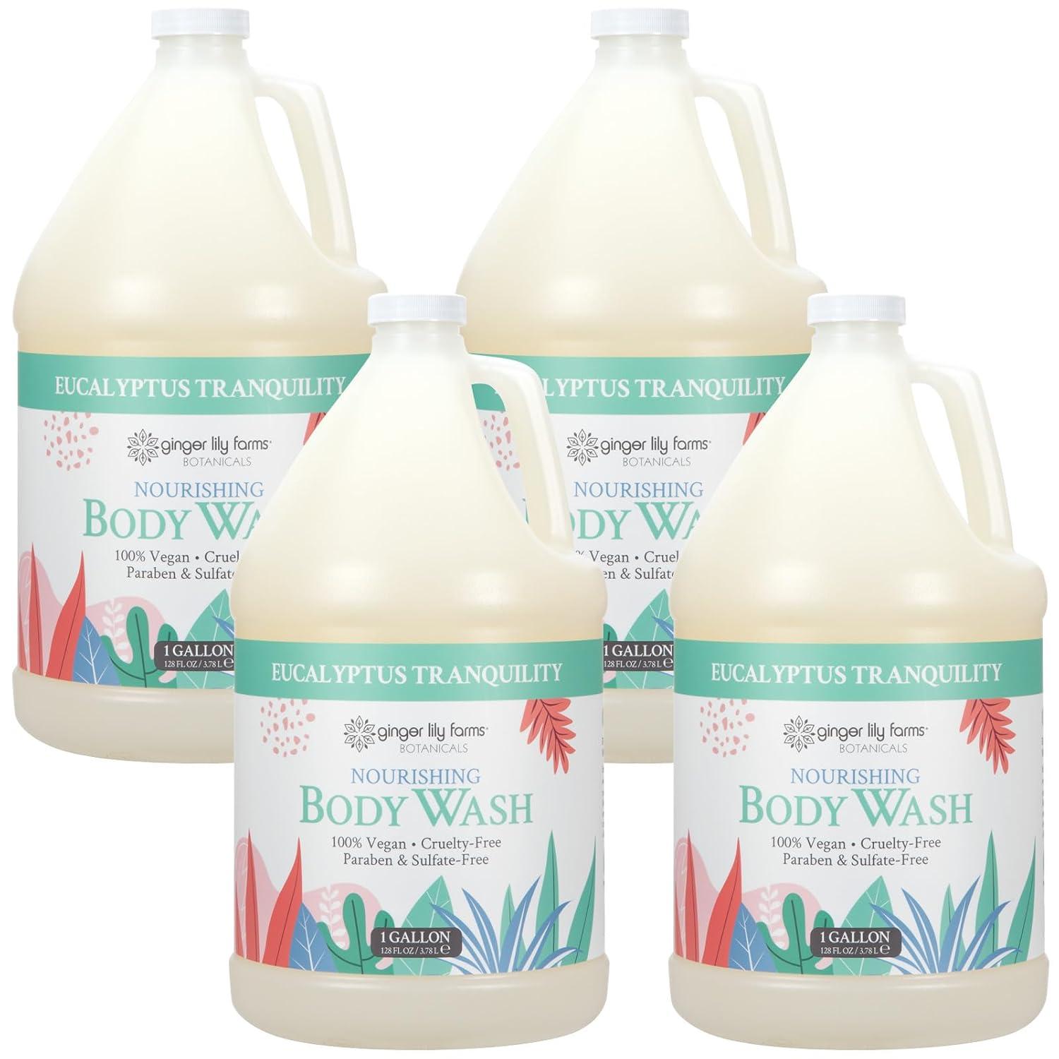 imageGinger Lily Farms Botanicals Nourishing Body Wash Eucalyptus Tranquility 100 Vegan amp CrueltyFree 1 Gallon Pack of 4Eucalyptus Tranquility