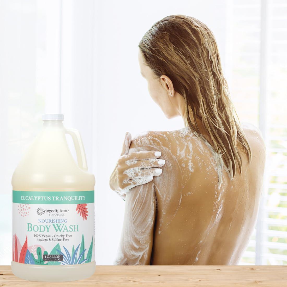 imageGinger Lily Farms Botanicals Nourishing Body Wash Eucalyptus Tranquility 100 Vegan amp CrueltyFree 1 Gallon Pack of 4Eucalyptus Tranquility