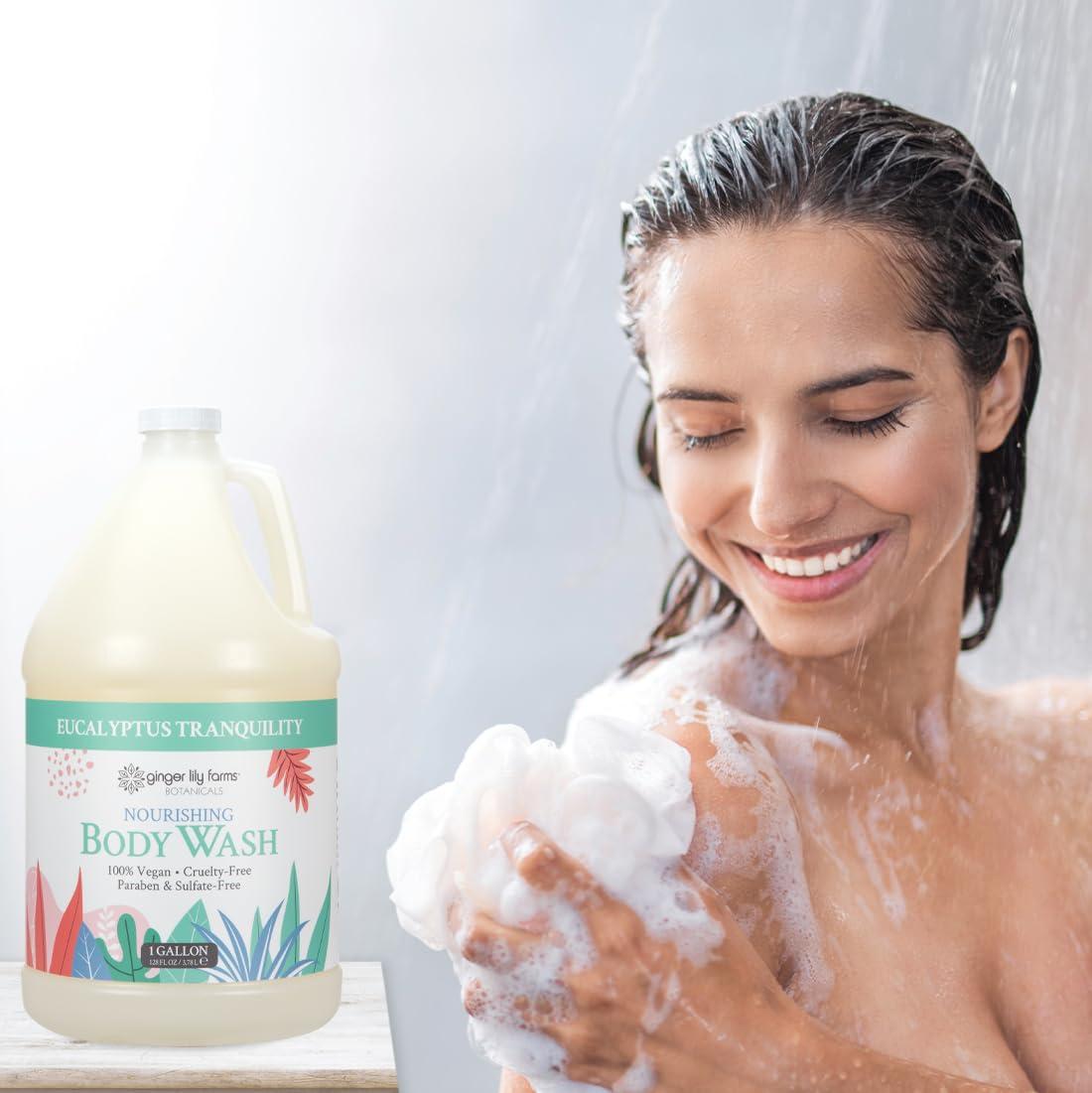 imageGinger Lily Farms Botanicals Nourishing Body Wash Eucalyptus Tranquility 100 Vegan amp CrueltyFree 1 Gallon Pack of 4Eucalyptus Tranquility