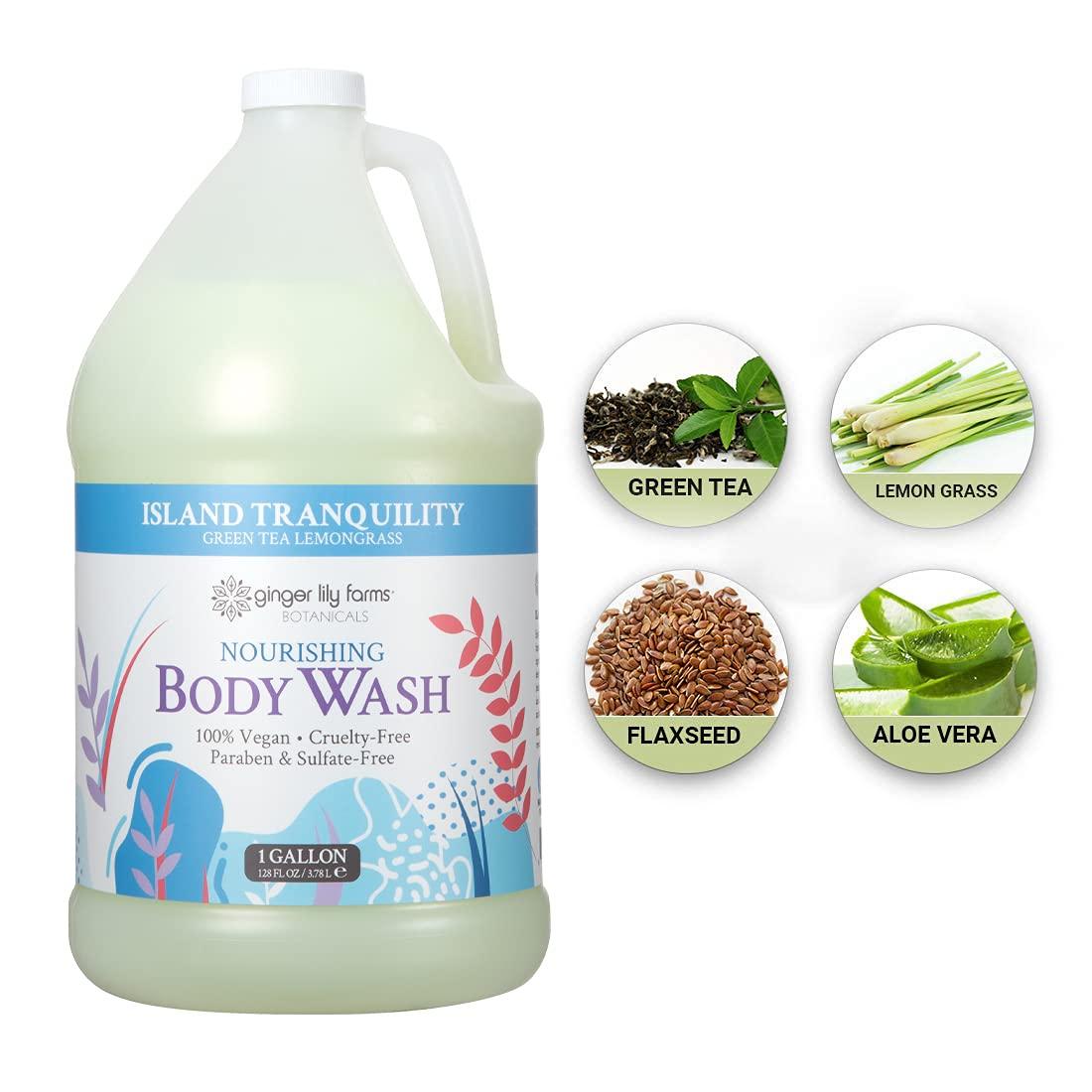 imageGinger Lily Farms Botanicals Nourishing Body Wash Eucalyptus Tranquility 100 Vegan amp CrueltyFree 1 Gallon Pack of 4Island Tranquility