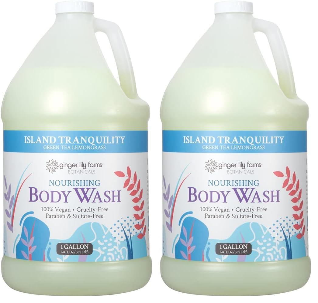 imageGinger Lily Farms Botanicals Nourishing Body Wash Eucalyptus Tranquility 100 Vegan amp CrueltyFree 1 Gallon Pack of 4Island Tranquility