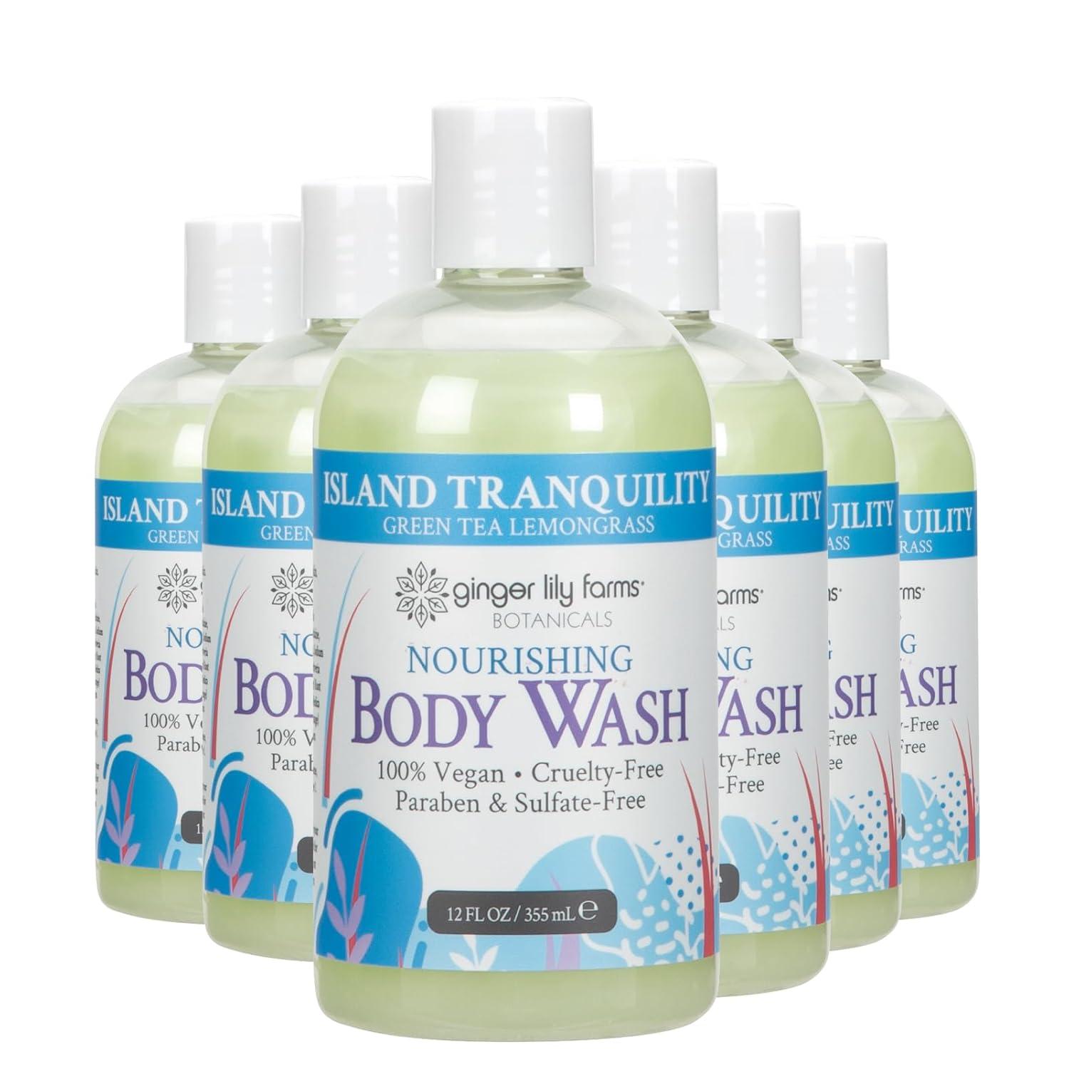 imageGinger Lily Farms Botanicals Nourishing Body Wash Eucalyptus Tranquility 100 Vegan amp CrueltyFree 1 Gallon Pack of 4Island Tranquility