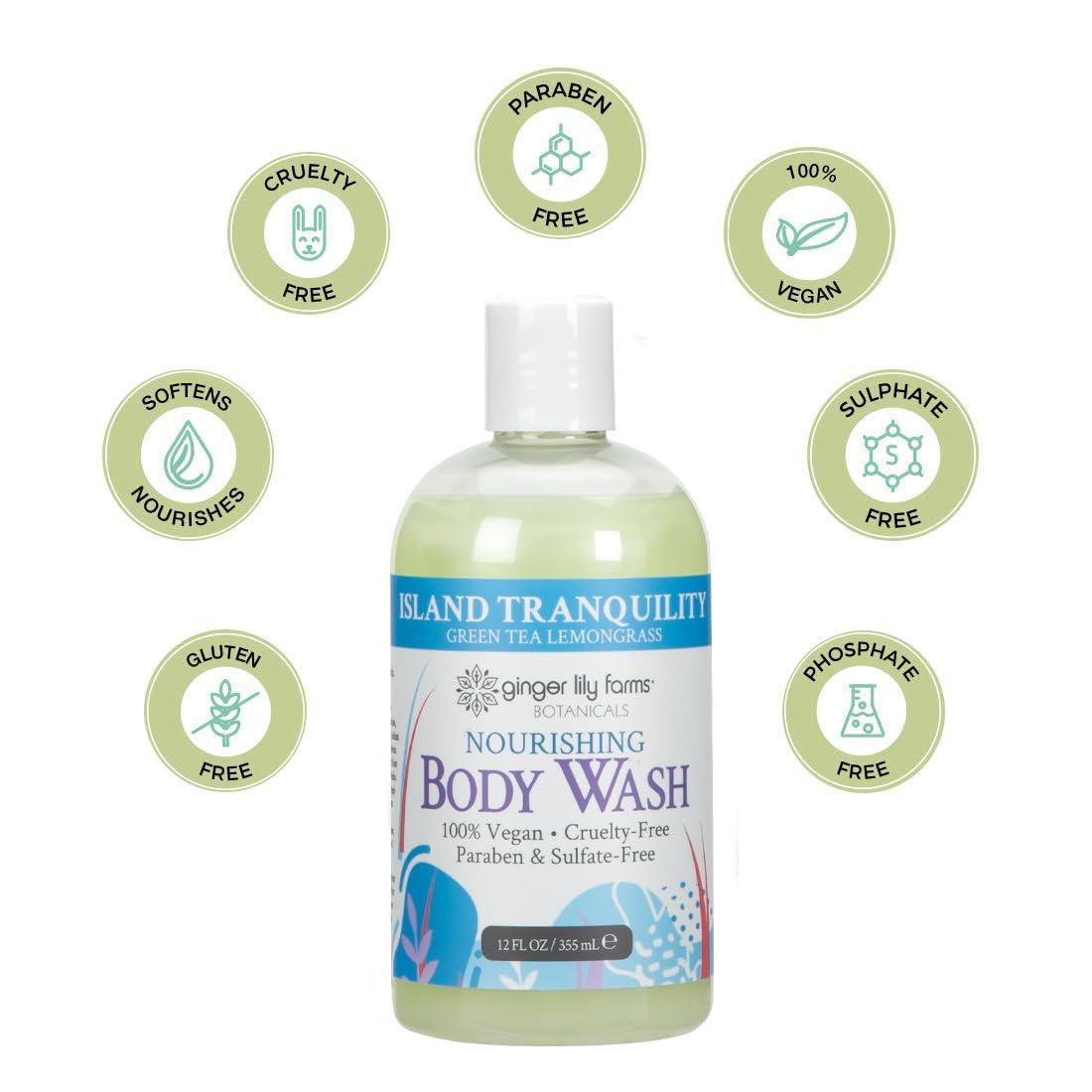 imageGinger Lily Farms Botanicals Nourishing Body Wash Eucalyptus Tranquility 100 Vegan amp CrueltyFree 1 Gallon Pack of 4Island Tranquility