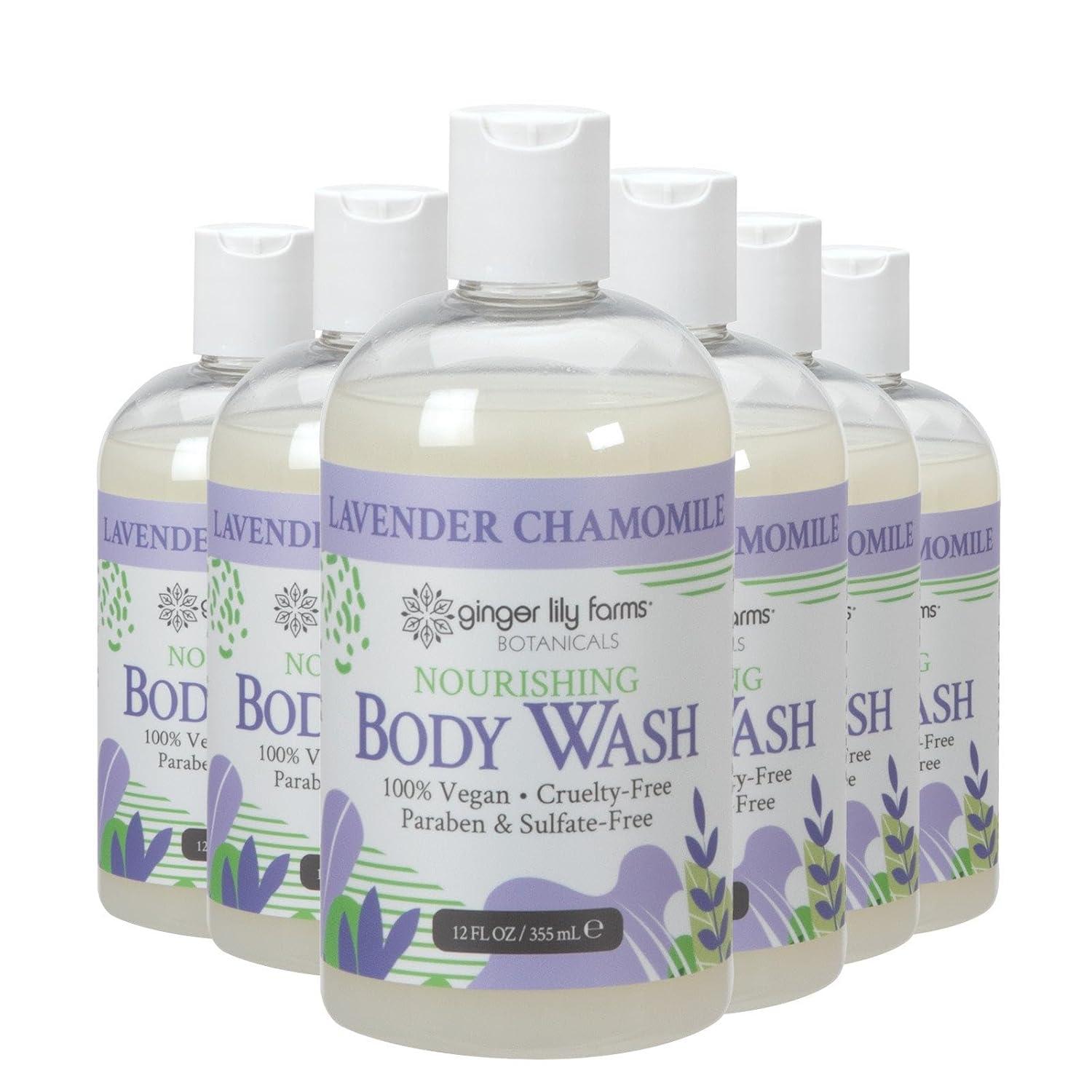 imageGinger Lily Farms Botanicals Nourishing Body Wash Eucalyptus Tranquility 100 Vegan amp CrueltyFree 1 Gallon Pack of 4Lavender Chamomile