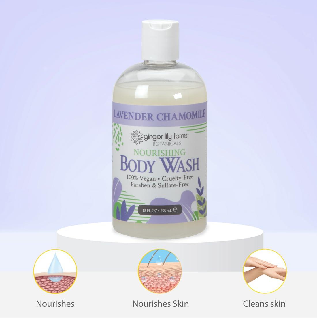 imageGinger Lily Farms Botanicals Nourishing Body Wash Eucalyptus Tranquility 100 Vegan amp CrueltyFree 1 Gallon Pack of 4Lavender Chamomile
