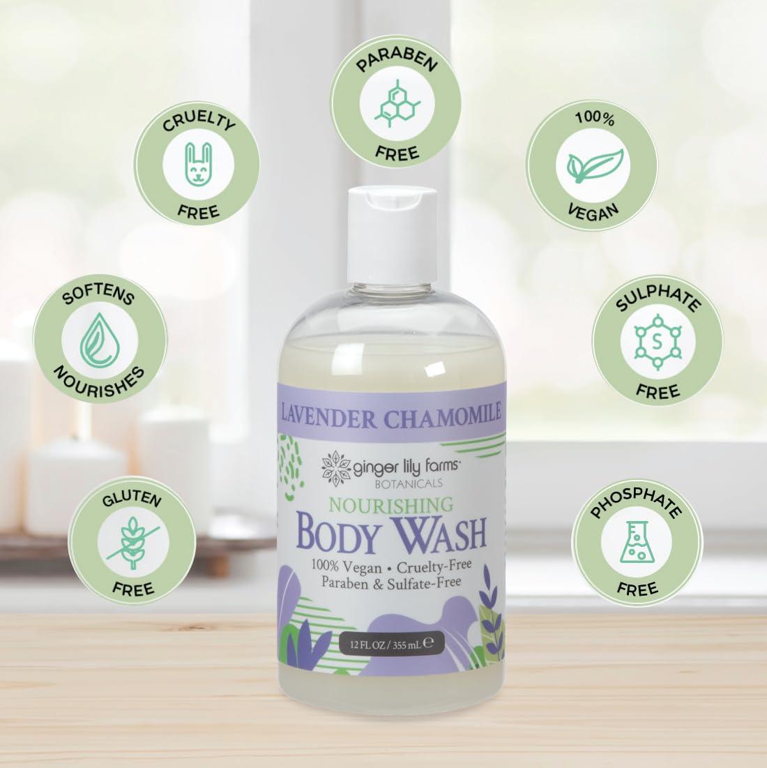 imageGinger Lily Farms Botanicals Nourishing Body Wash Eucalyptus Tranquility 100 Vegan amp CrueltyFree 1 Gallon Pack of 4Lavender Chamomile