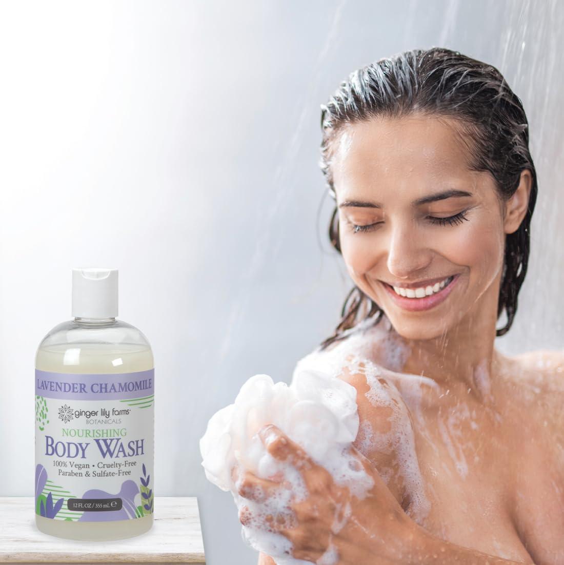 imageGinger Lily Farms Botanicals Nourishing Body Wash Eucalyptus Tranquility 100 Vegan amp CrueltyFree 1 Gallon Pack of 4Lavender Chamomile