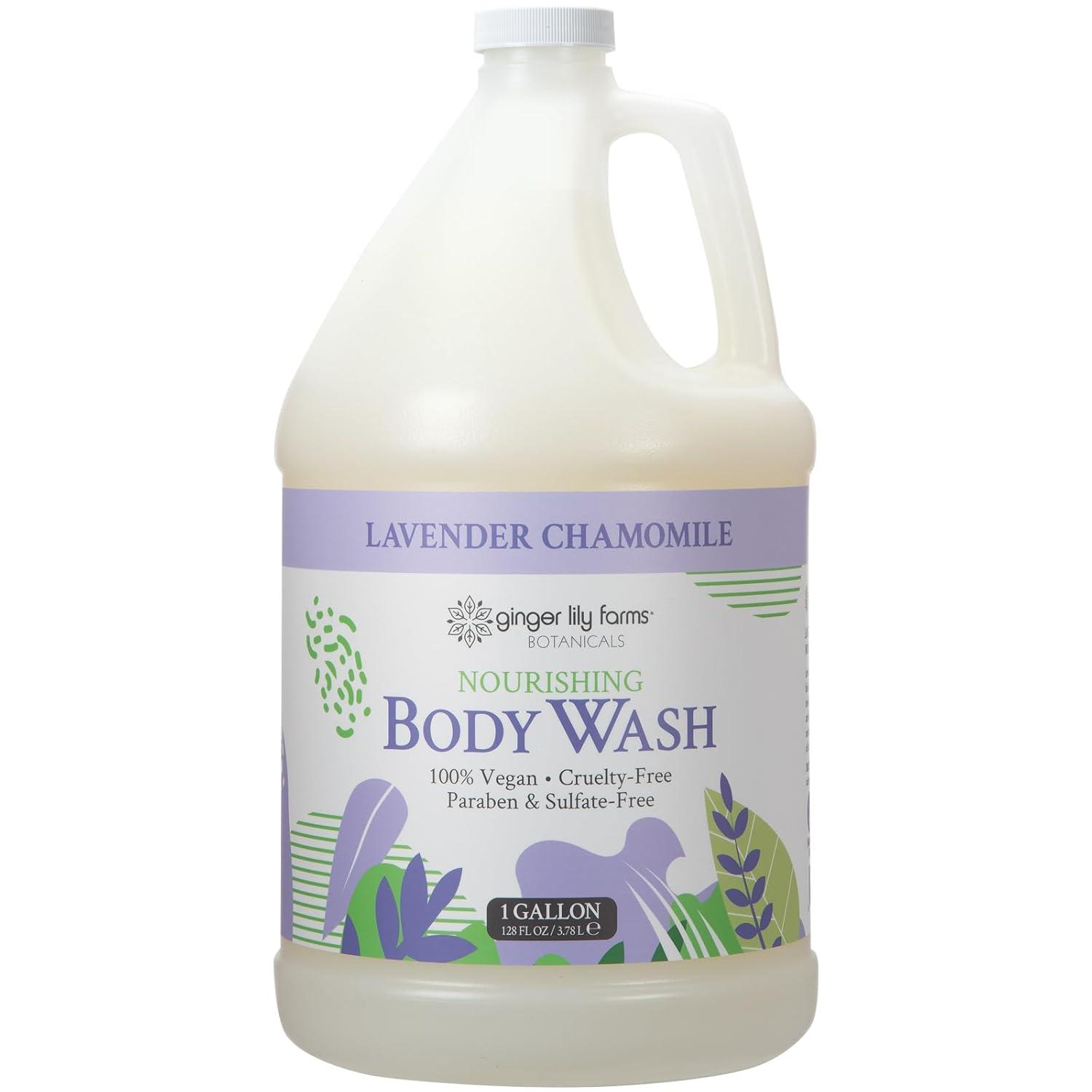 imageGinger Lily Farms Botanicals Nourishing Body Wash Eucalyptus Tranquility 100 Vegan amp CrueltyFree 1 Gallon Pack of 4Lavender Chamomile