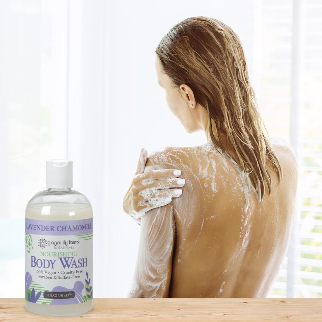 imageGinger Lily Farms Botanicals Nourishing Body Wash Eucalyptus Tranquility 100 Vegan amp CrueltyFree 1 Gallon Pack of 4Lavender Chamomile