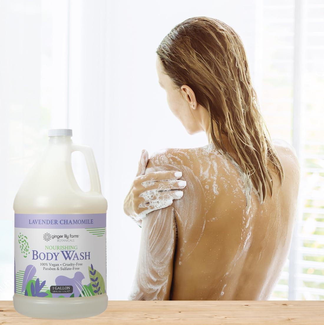 imageGinger Lily Farms Botanicals Nourishing Body Wash Eucalyptus Tranquility 100 Vegan amp CrueltyFree 1 Gallon Pack of 4Lavender Chamomile
