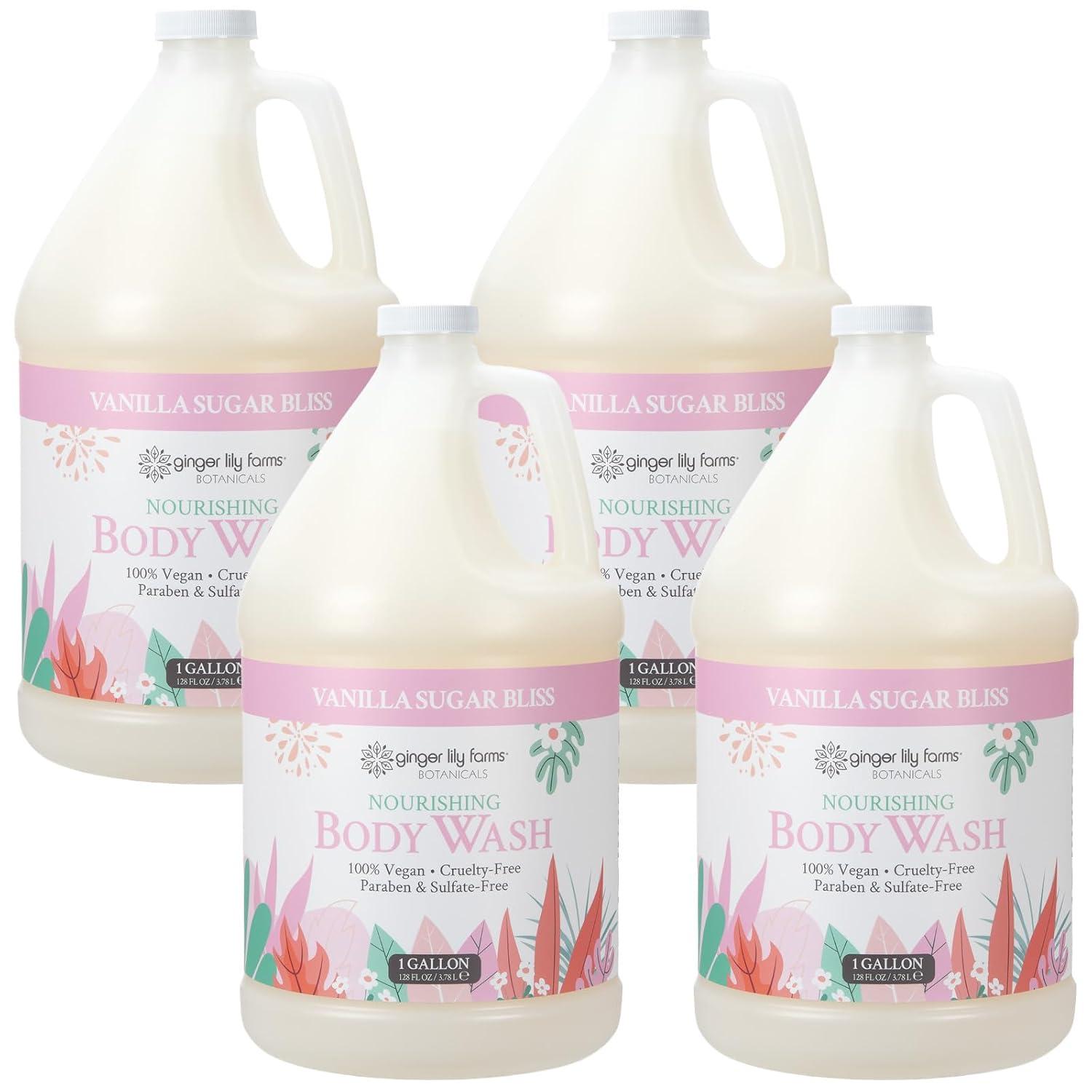 imageGinger Lily Farms Botanicals Nourishing Body Wash Eucalyptus Tranquility 100 Vegan amp CrueltyFree 1 Gallon Pack of 4Vanilla Sugar Bliss
