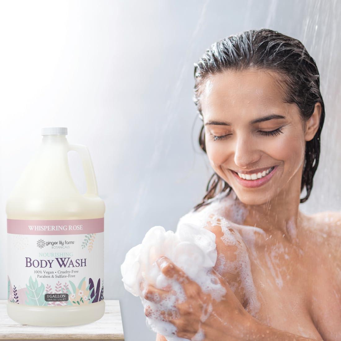 imageGinger Lily Farms Botanicals Nourishing Body Wash Eucalyptus Tranquility 100 Vegan amp CrueltyFree 1 Gallon Pack of 4Whispering Rose