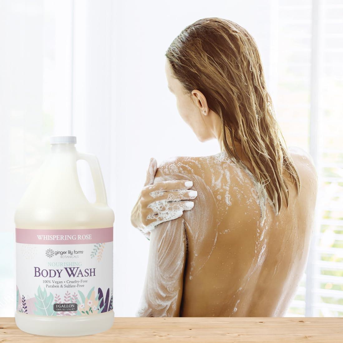 imageGinger Lily Farms Botanicals Nourishing Body Wash Eucalyptus Tranquility 100 Vegan amp CrueltyFree 1 Gallon Pack of 4Whispering Rose