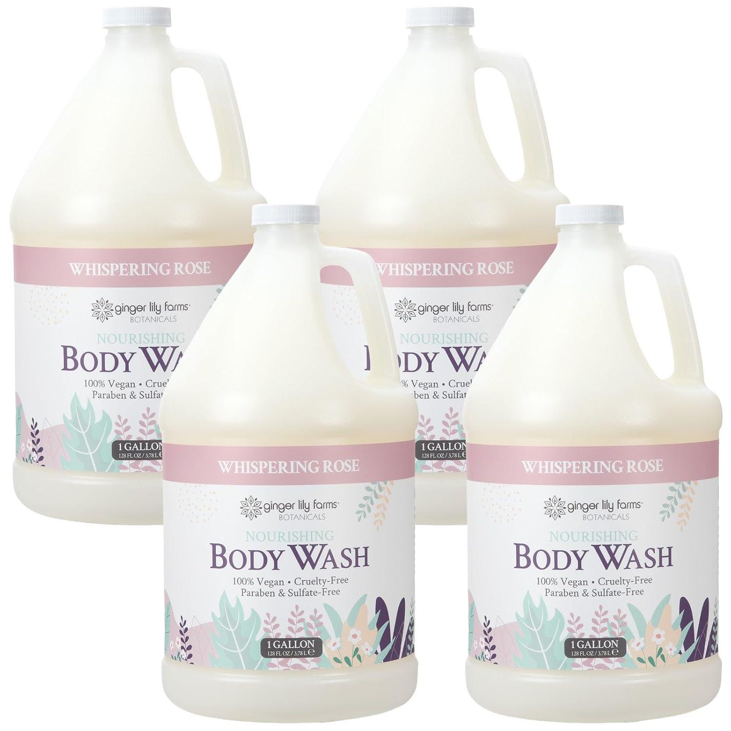 imageGinger Lily Farms Botanicals Nourishing Body Wash Eucalyptus Tranquility 100 Vegan amp CrueltyFree 1 Gallon Pack of 4Whispering Rose