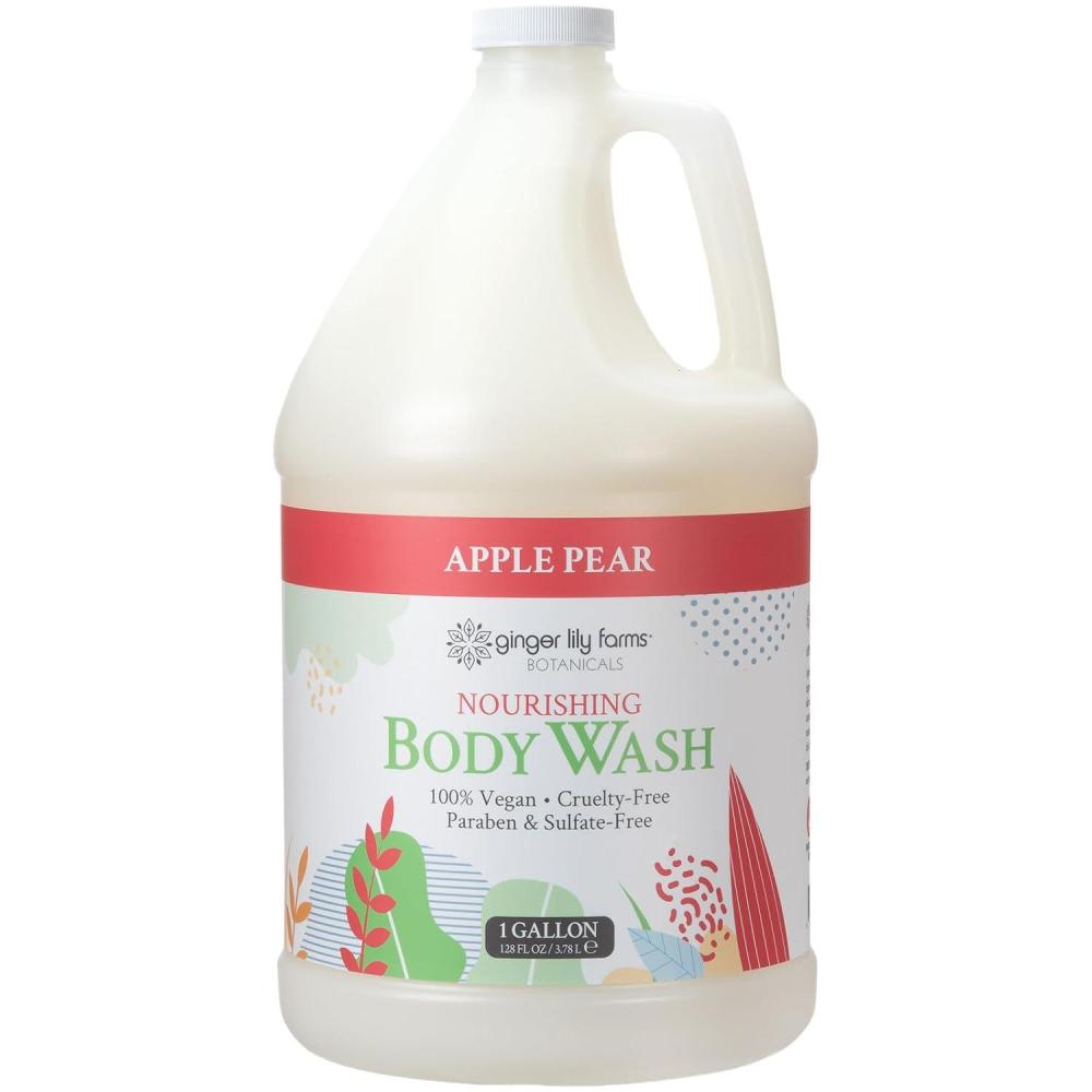 imageGinger Lily Farms Botanicals Nourishing Body Wash Eucalyptus Tranquility 100 Vegan amp CrueltyFree 1 Gallon Pack of 4Apple Pear