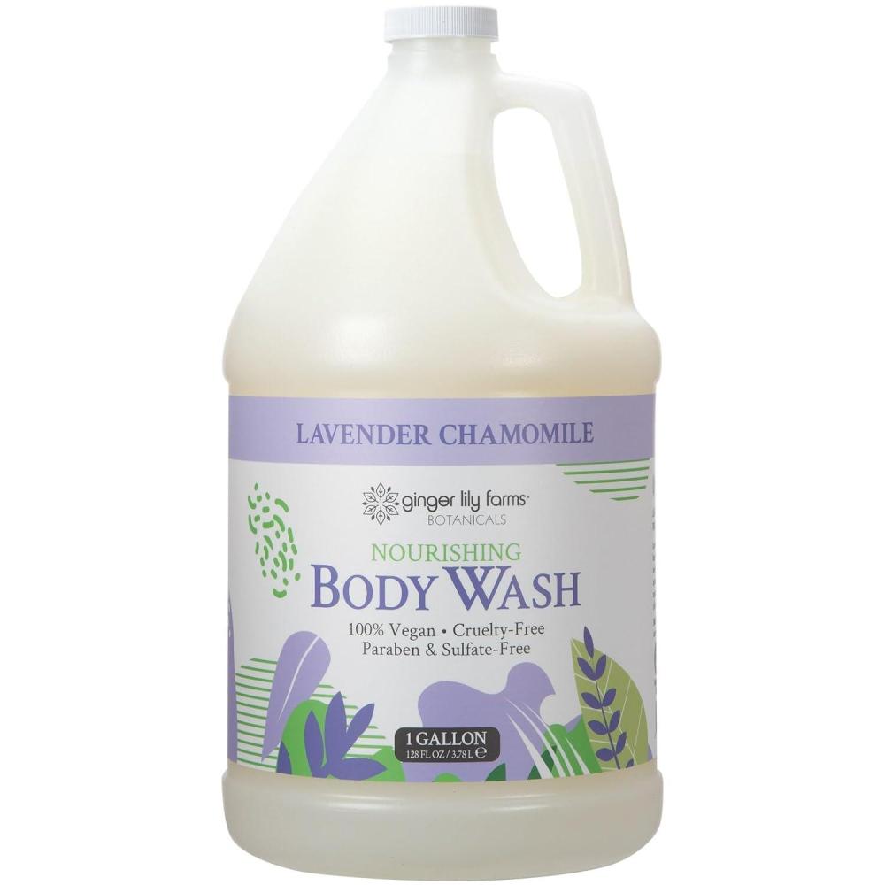 imageGinger Lily Farms Botanicals Nourishing Body Wash Eucalyptus Tranquility 100 Vegan amp CrueltyFree 1 Gallon Pack of 4Lavender Chamomile