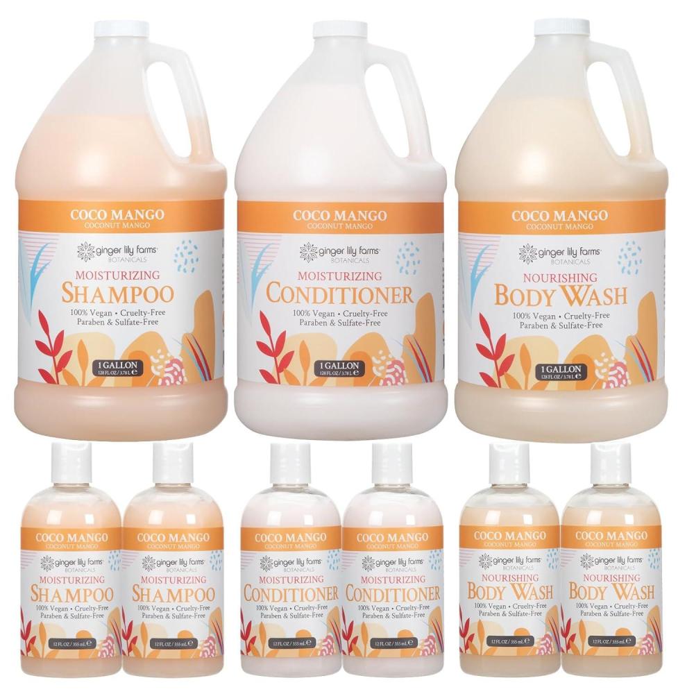 imageGinger Lily Farms Botanicals Hospitality Kit Island Tranquility 9Pc Set Includes Shampoo Conditioner amp Body Wash 100 Vegan amp CrueltyFree Green Tea Lemongrass ScentCoco Mango
