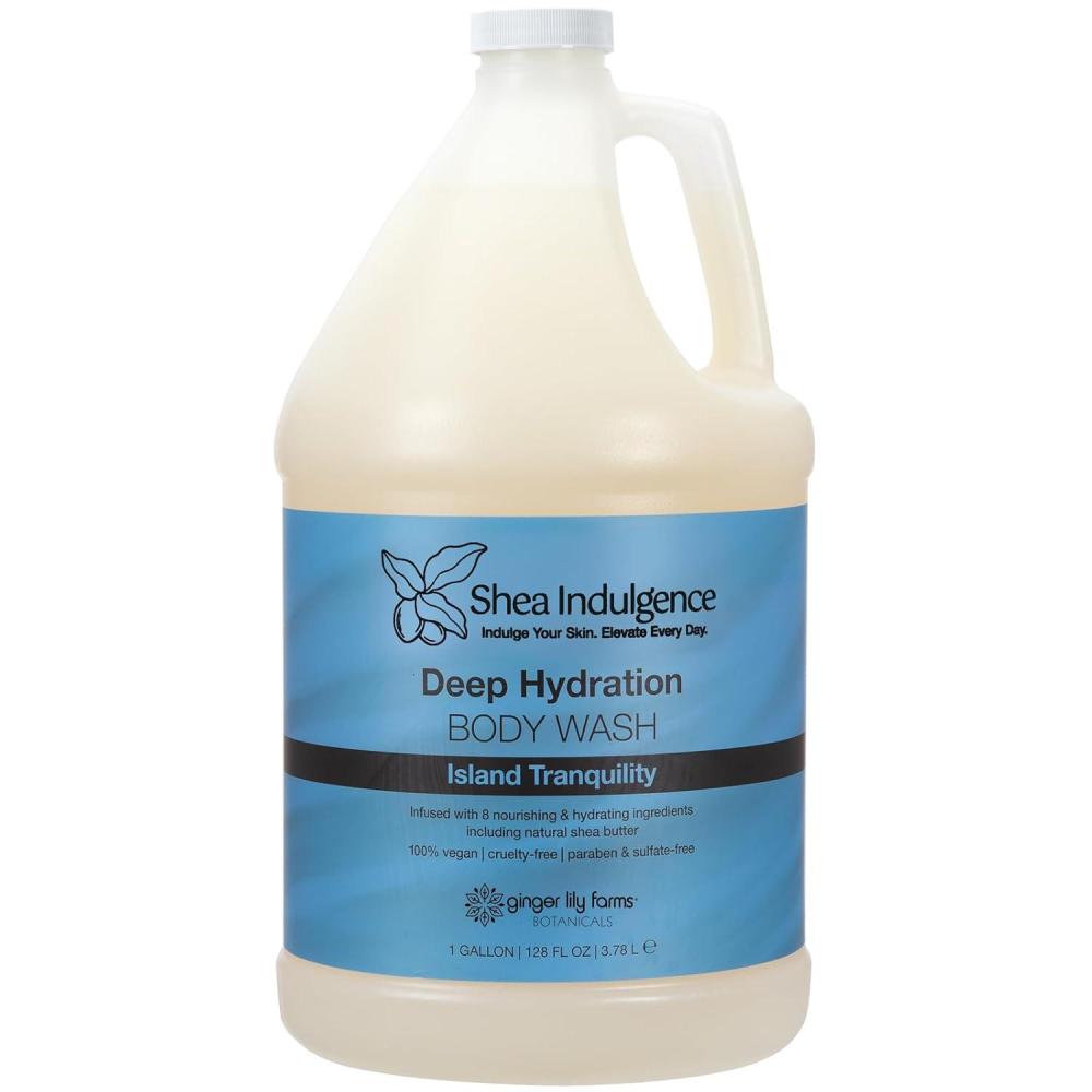 imageGinger Lily Farms Botanicals Shea Indulgence Deep Hydration Body Wash Island Tranquility 100 Vegan amp CrueltyFree Green Tea amp Lemongrass Scent 1 Gallon 128 fl oz RefillIsland Tranquility