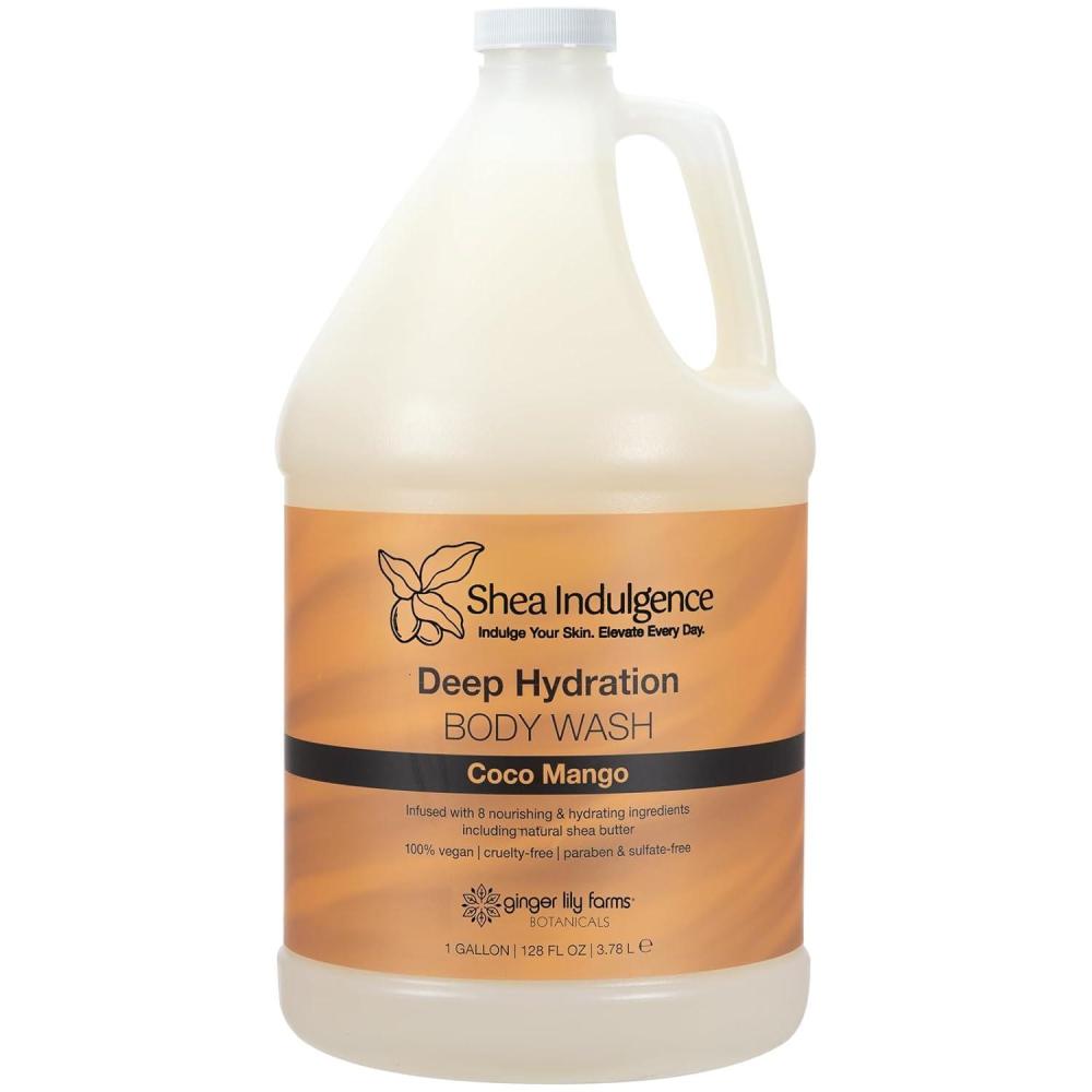 imageGinger Lily Farms Botanicals Shea Indulgence Deep Hydration Body Wash Island Tranquility 100 Vegan amp CrueltyFree Green Tea amp Lemongrass Scent 1 Gallon 128 fl oz RefillCoco Mango
