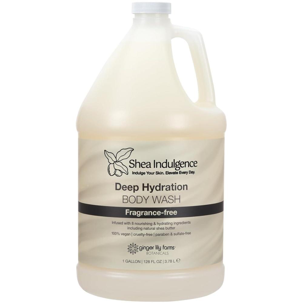 imageGinger Lily Farms Botanicals Shea Indulgence Deep Hydration Body Wash Island Tranquility 100 Vegan amp CrueltyFree Green Tea amp Lemongrass Scent 1 Gallon 128 fl oz RefillFragrance Free