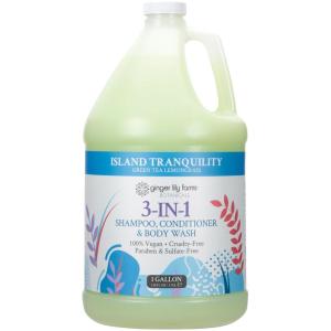 Ginger Lily Farms Botanicals 3-in-1 Shampoo, Conditioner & Body Wash, Island Tranquility, 100% Vegan & Cruelty-Free, Green Tea & Lemongrass Scent, 1 Gallon (128 fl oz) Refill(Island Tranquility)