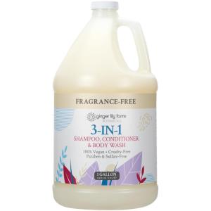 Ginger Lily Farms Botanicals 3-in-1 Shampoo, Conditioner & Body Wash, Island Tranquility, 100% Vegan & Cruelty-Free, Green Tea & Lemongrass Scent, 1 Gallon (128 fl oz) Refill(Fragrance Free)