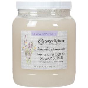 Ginger Lily Farms Botanicals Revitalizing Organic Sugar Scrub, All-Natural Skin Exfoliating Sugar Crystals, 100% Vegan & Cruelty-Free, Green Tea Lemongrass, 64 oz.(Lavender Chamomile)