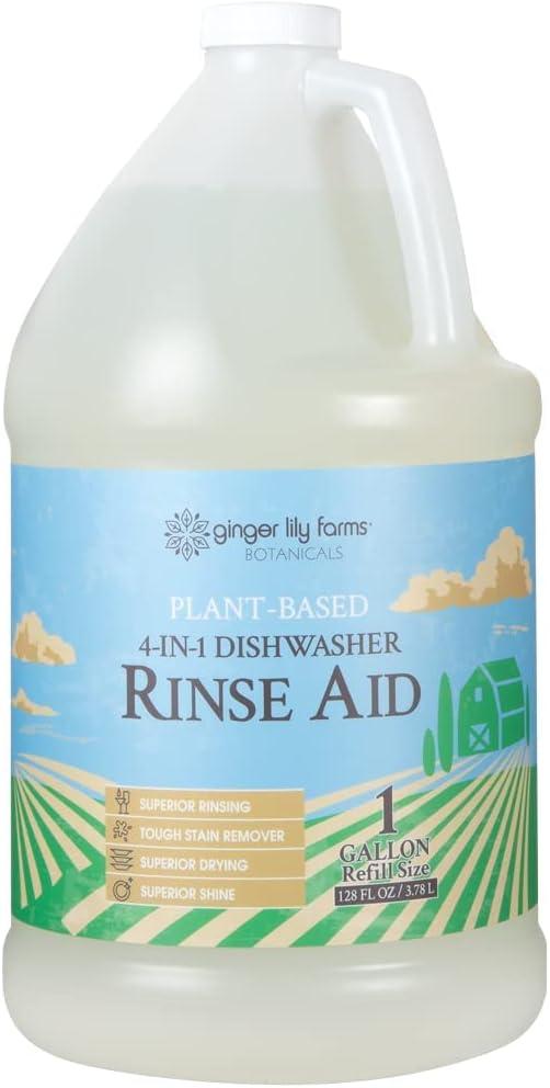 imageGinger Lily Farms Botanicals PlantBased 4In1 Dishwasher Rinse Aid 100 Vegan amp CrueltyFree FragranceFree 1 Gallon 128 fl oz Refill 12800 Fl Oz Pack of 1Fragrance Free