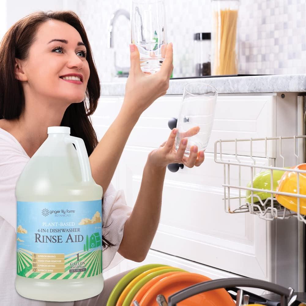 imageGinger Lily Farms Botanicals PlantBased 4In1 Dishwasher Rinse Aid 100 Vegan amp CrueltyFree FragranceFree 1 Gallon 128 fl oz Refill 12800 Fl Oz Pack of 1Fragrance Free