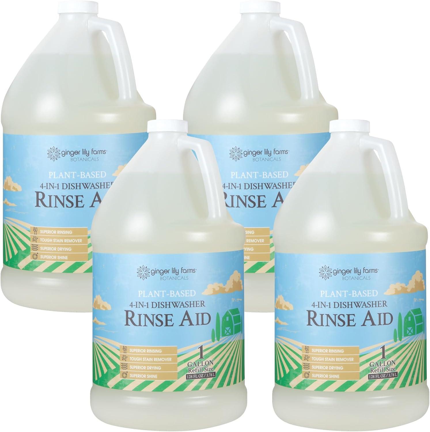 imageGinger Lily Farms Botanicals PlantBased 4In1 Dishwasher Rinse Aid 100 Vegan amp CrueltyFree FragranceFree 1 Gallon 128 fl oz Refill 12800 Fl Oz Pack of 1Fragrance Free