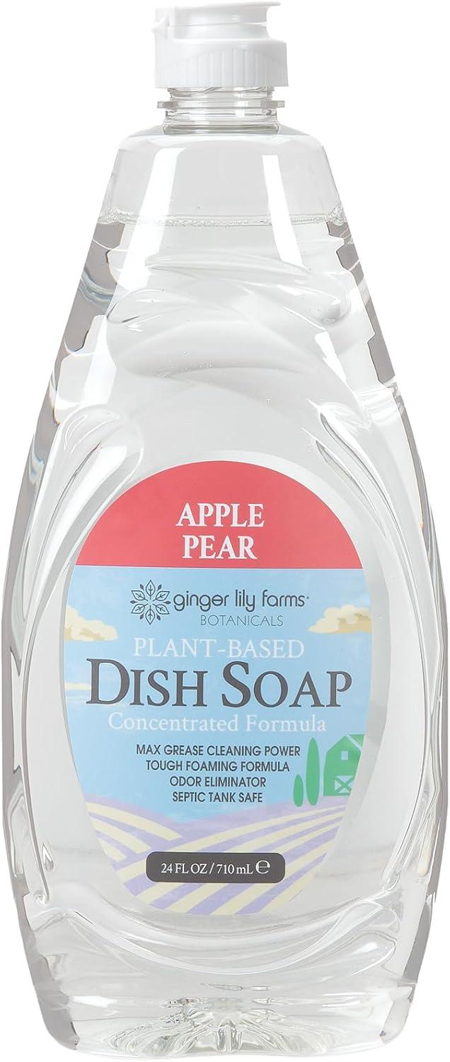 imageGinger Lily Farms Botanicals PlantBased Liquid Dish Soap Concentrated Formula with Max Grease Cleaning Power CrueltyFree FragranceFree 24 Fl OzApple Pear