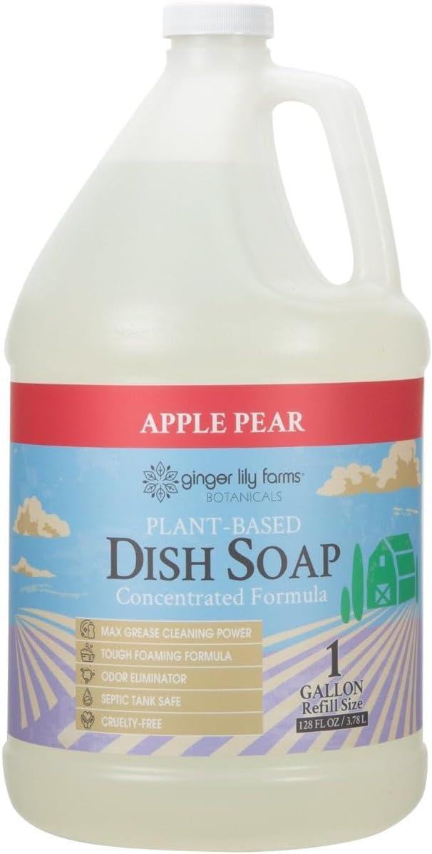 imageGinger Lily Farms Botanicals PlantBased Liquid Dish Soap Concentrated Formula with Max Grease Cleaning Power CrueltyFree FragranceFree 24 Fl OzApple Pear