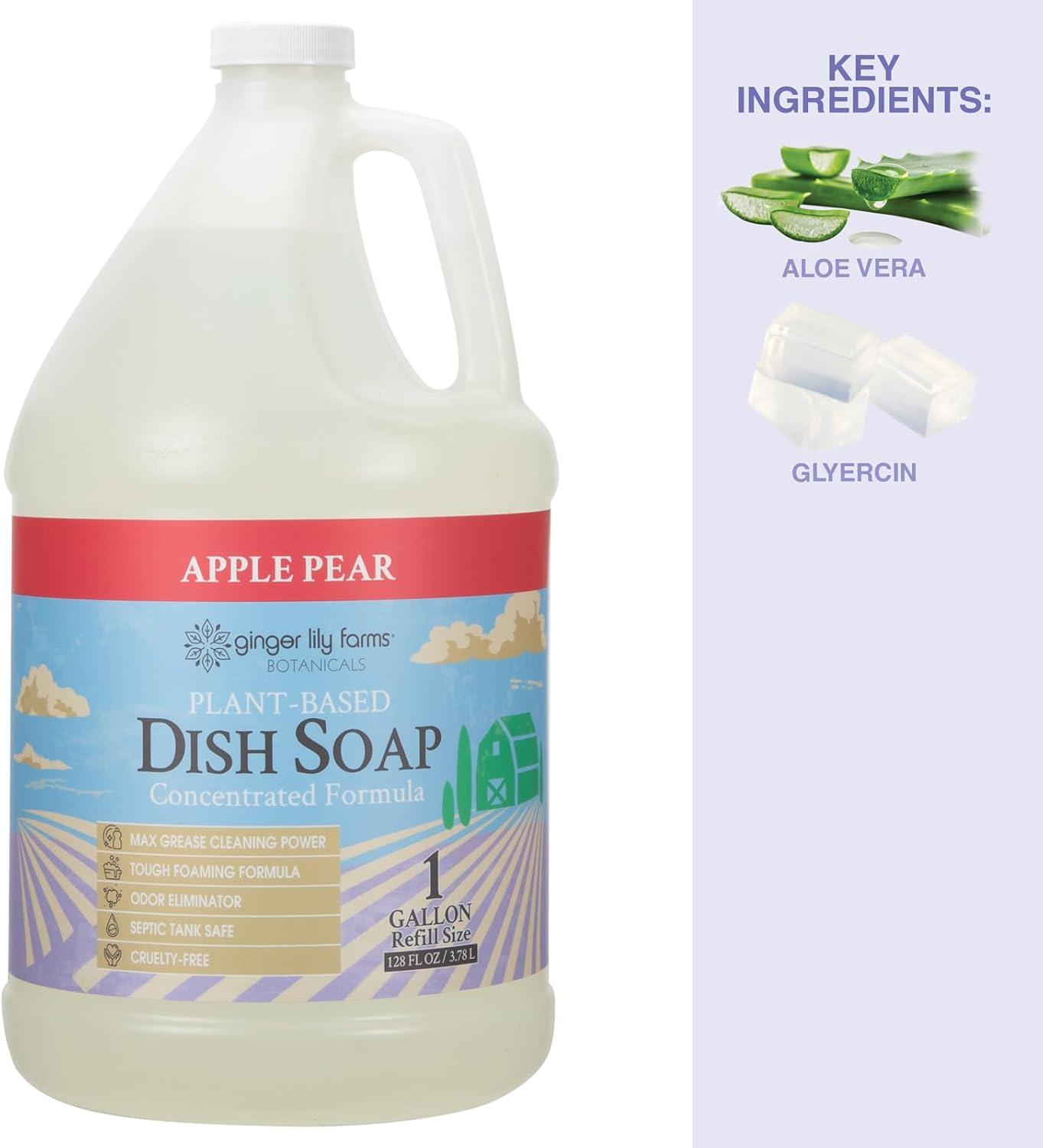 imageGinger Lily Farms Botanicals PlantBased Liquid Dish Soap Concentrated Formula with Max Grease Cleaning Power CrueltyFree FragranceFree 24 Fl OzApple Pear