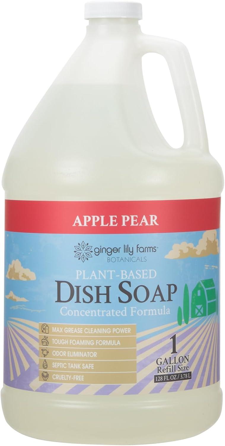 imageGinger Lily Farms Botanicals PlantBased Liquid Dish Soap Concentrated Formula with Max Grease Cleaning Power CrueltyFree FragranceFree 24 Fl OzApple Pear