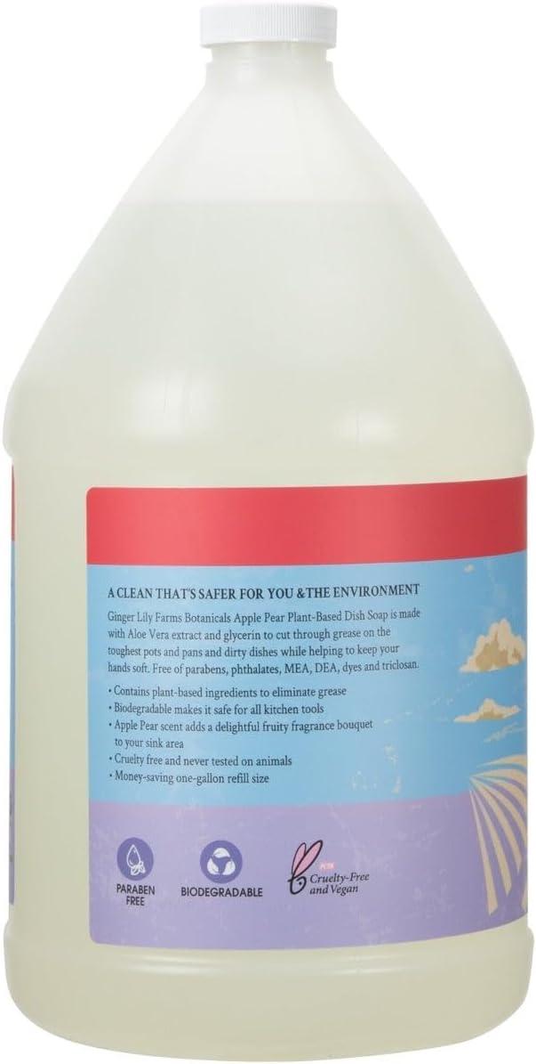 imageGinger Lily Farms Botanicals PlantBased Liquid Dish Soap Concentrated Formula with Max Grease Cleaning Power CrueltyFree FragranceFree 24 Fl OzApple Pear